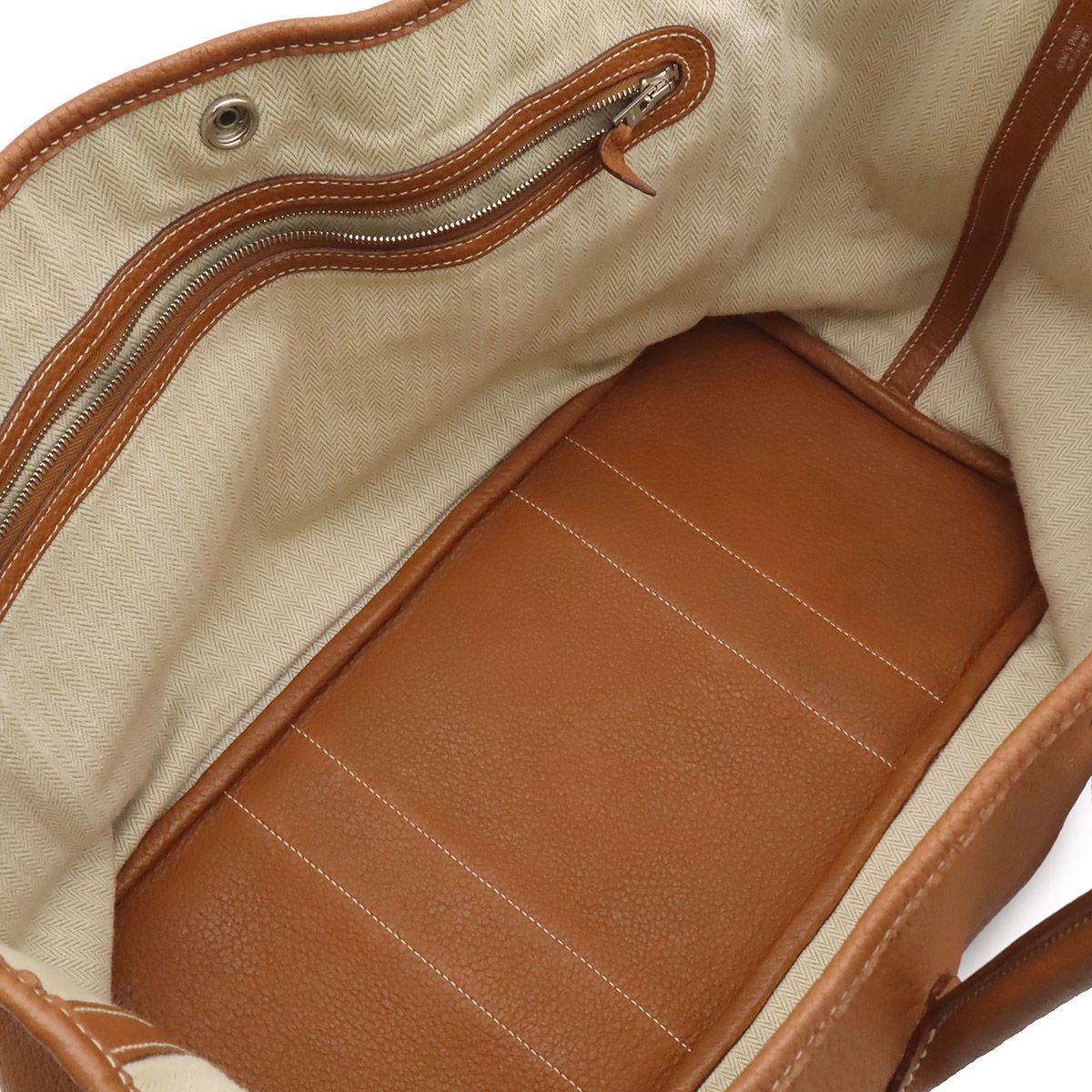 Hermes Garden Party PM Tote Negonda Leather Camel Light Brown Silver — view 5
