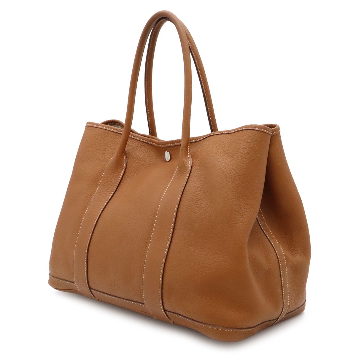 Hermes Garden Party PM Tote Negonda Leather Camel Light Brown Silver — view 2