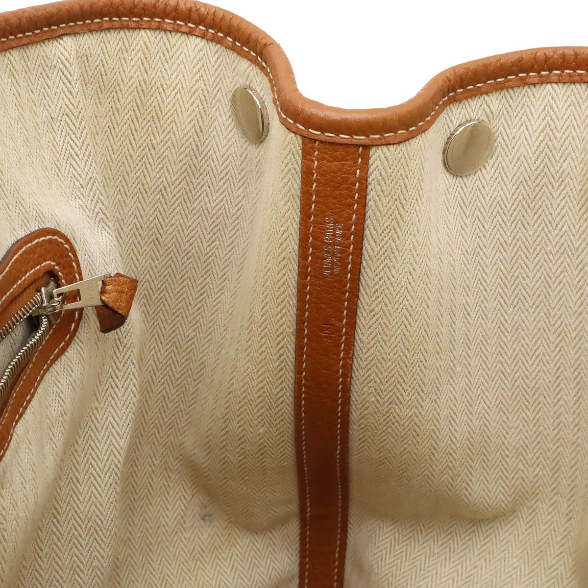Hermes Garden Party PM Tote Negonda Leather Camel Light Brown Silver — view 6