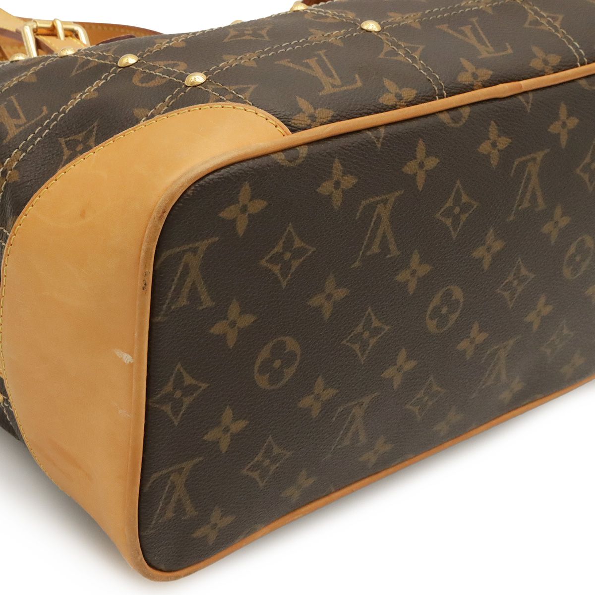 Louis Vuitton Monogram Rivet Tote Shoulder Bag Stitch — view 3