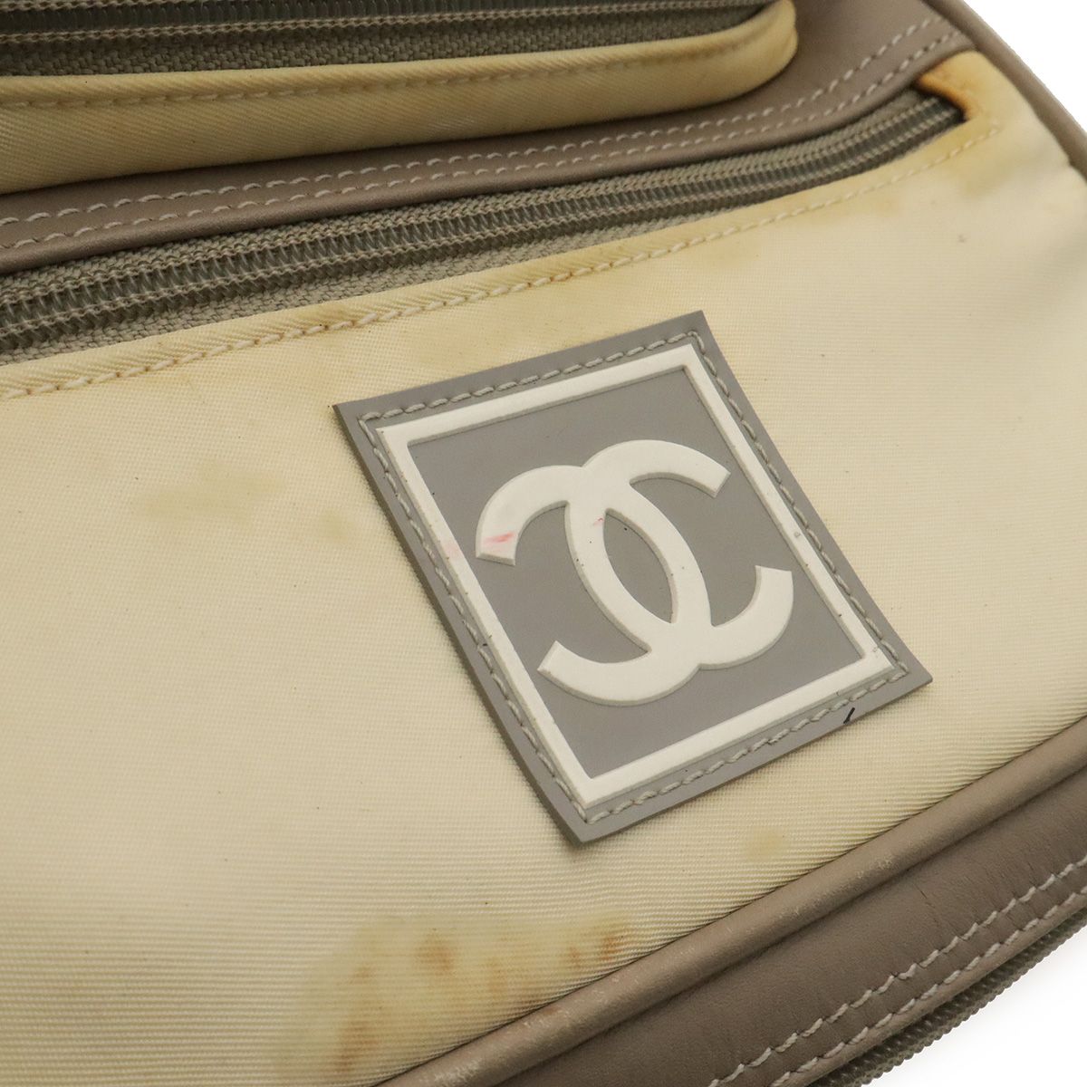 Chanel Sports Line CC Logo Backpack Nylon Rubber Ivory Black Gray — view 4