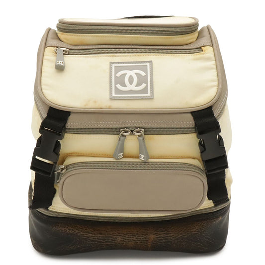 Chanel Sports Line CC Logo Backpack Nylon Rubber Ivory Black Gray