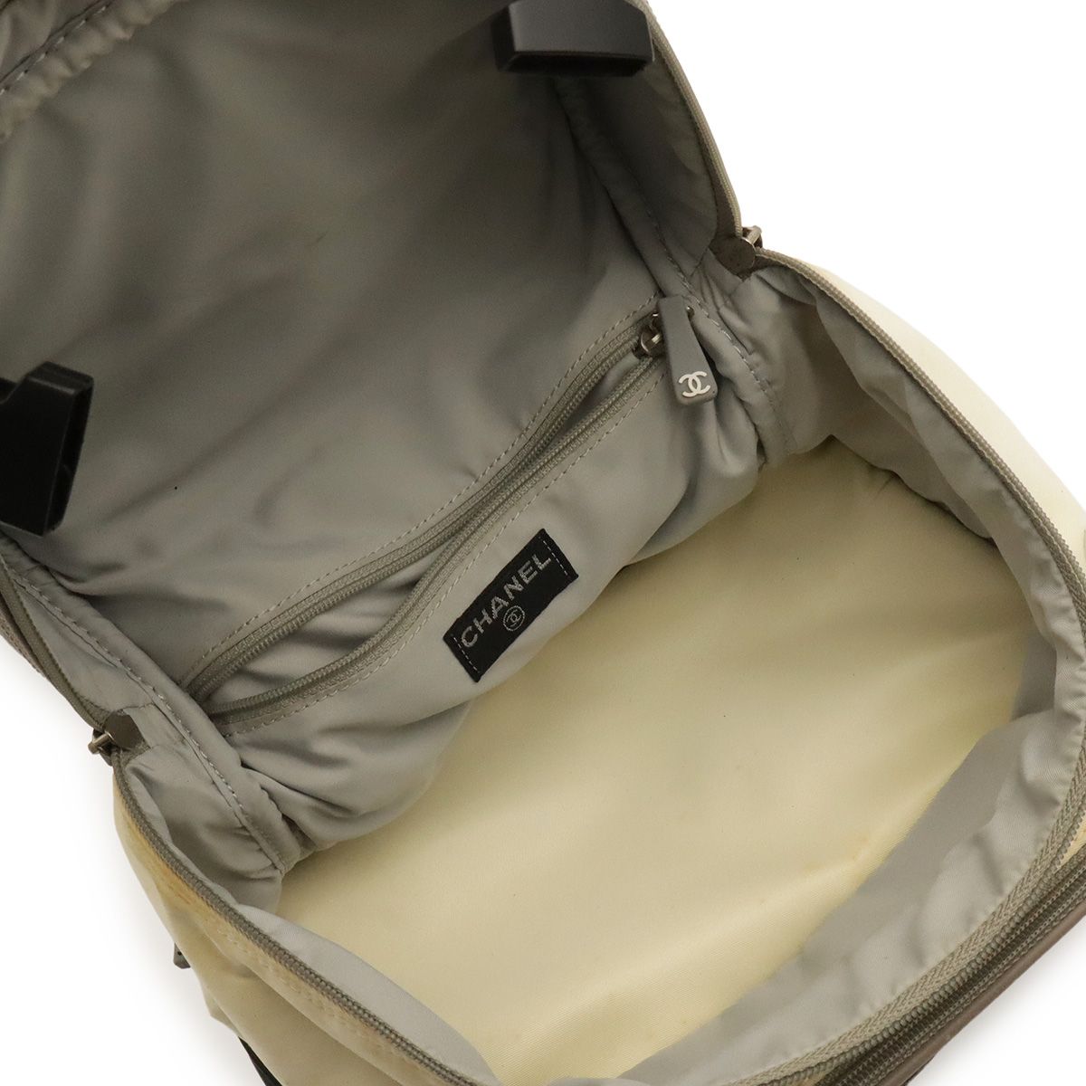 Chanel Sports Line CC Logo Backpack Nylon Rubber Ivory Black Gray — view 6