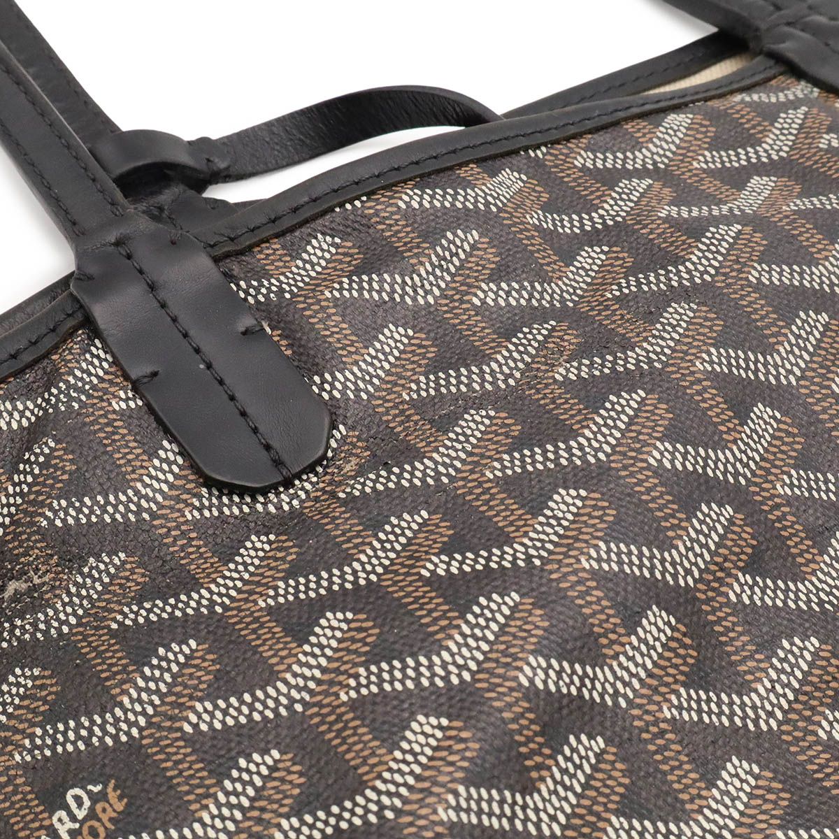 Goyard Saint Louis PM Tote Shoulder Bag Leather Black White — view 5