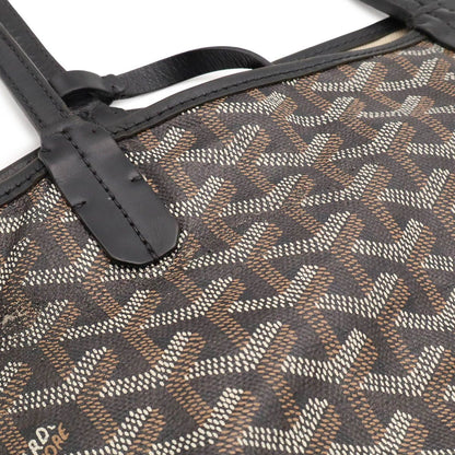 Goyard Saint Louis PM Tote Shoulder Bag Leather Black White — view 5