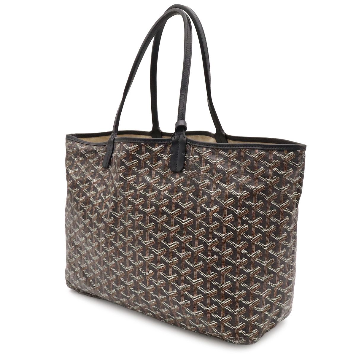 Goyard Saint Louis PM Tote Shoulder Bag Leather Black White — view 2