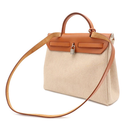 Hermes Herbag PM 2-Way Shoulder Bag Toile Officier GM Black Natural — view 2