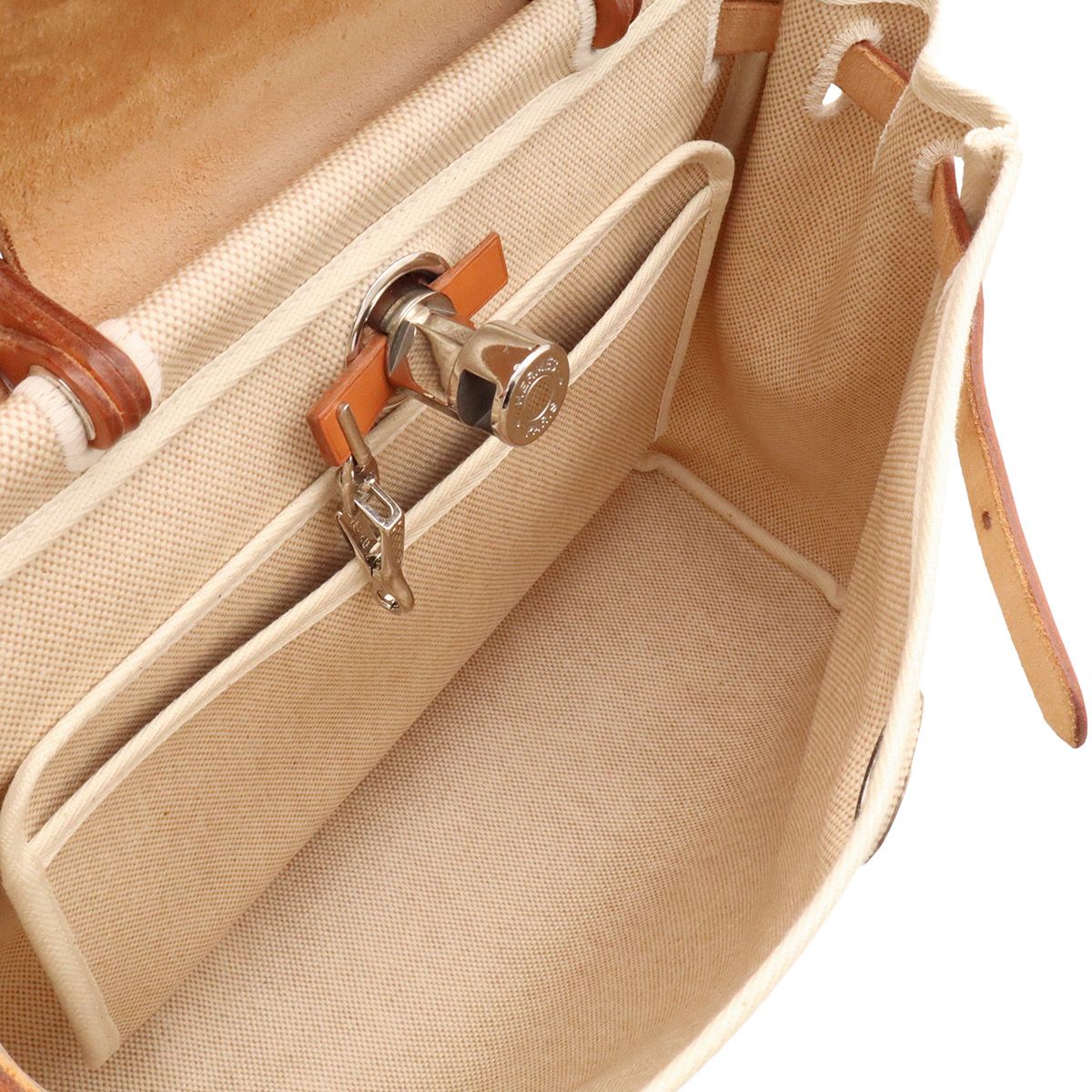Hermes Herbag PM 2-Way Shoulder Bag Toile Officier GM Black Natural — view 8