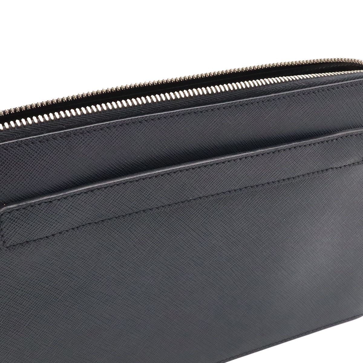 Prada Porter Collaboration Saffiano Clutch Leather Navy Silver — view 4