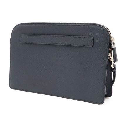 Prada Porter Collaboration Saffiano Clutch Leather Navy Silver — view 2