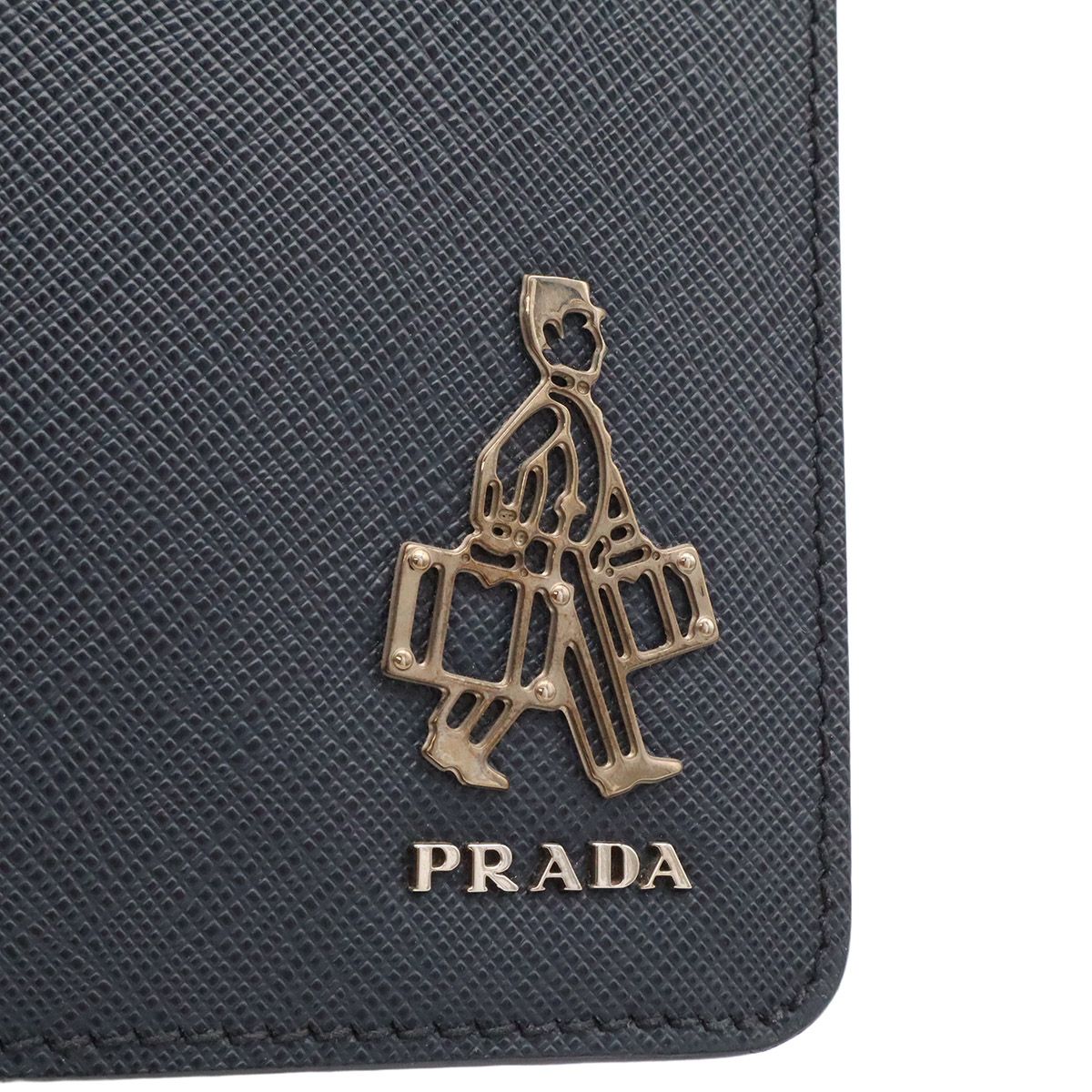 Prada Porter Collaboration Saffiano Clutch Leather Navy Silver — view 7