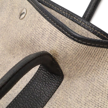 Hermes Garden Party PM Bolduc Ribbon Tote Toile H Leather Gray Black — view 7