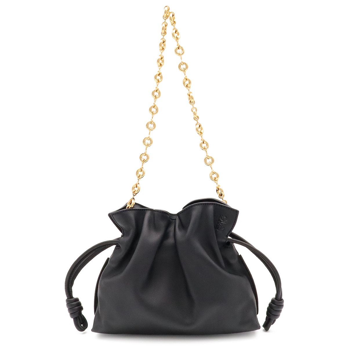 Loewe Flamenco Anagram Donut Chain Shoulder Bag Nappa Leather Black Gold