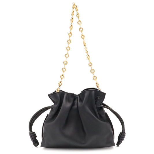 Loewe Flamenco Anagram Donut Chain Shoulder Bag Nappa Leather Black Gold