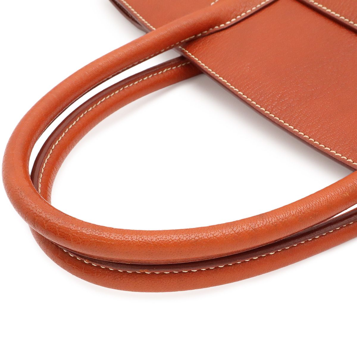 Hermes White Bus GM Handbag Business Bag Chevre Leather Noisette Brown Silver — view 4