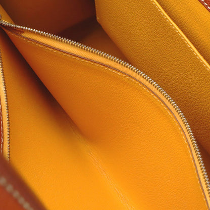 Hermes White Bus GM Handbag Business Bag Chevre Leather Noisette Brown Silver — view 7