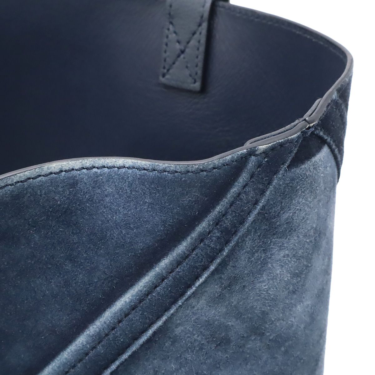 Loewe Puzzle Fold Tote Large Shoulder Bag Folding Suede Leather Navy — view 8