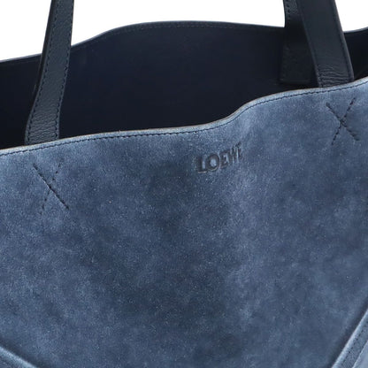 Loewe Puzzle Fold Tote Large Shoulder Bag Folding Suede Leather Navy — view 7