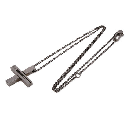 Gucci G Motif Cross Pendant Gunmetal Necklace — view 2