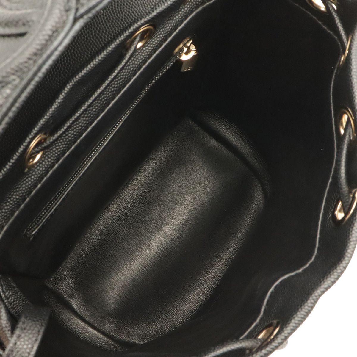 Chanel CC Filigree CC Logo Backpack Drawstring Caviar Leather Black Gold — view 6