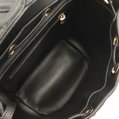 Chanel CC Filigree CC Logo Backpack Drawstring Caviar Leather Black Gold — view 6