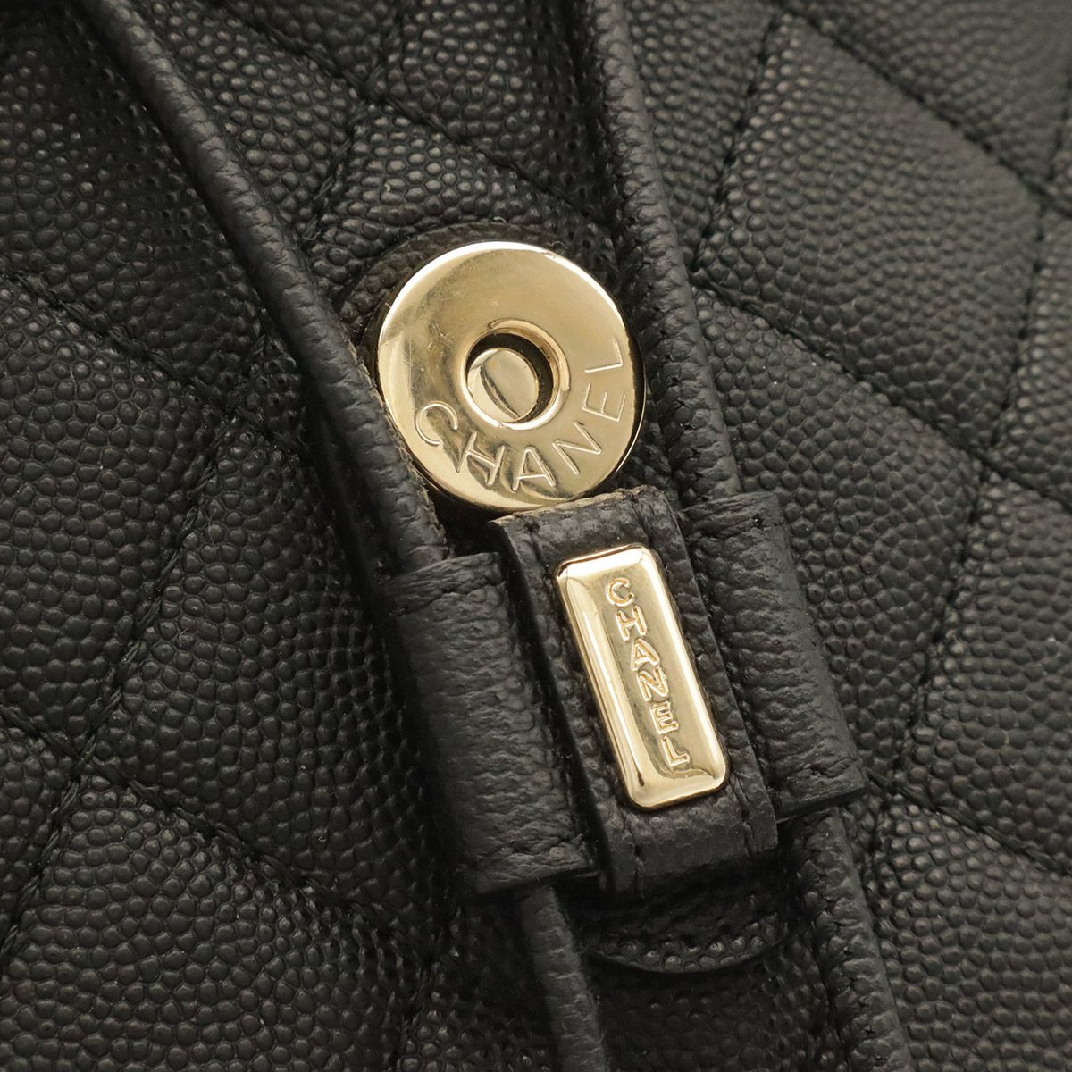 Chanel CC Filigree CC Logo Backpack Drawstring Caviar Leather Black Gold — view 5