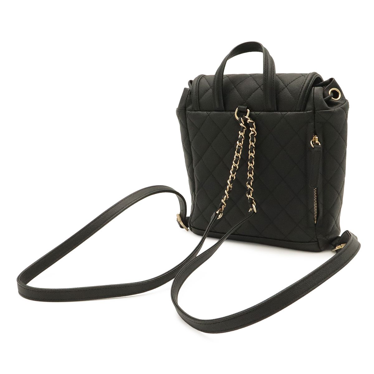 Chanel CC Filigree CC Logo Backpack Drawstring Caviar Leather Black Gold — view 2