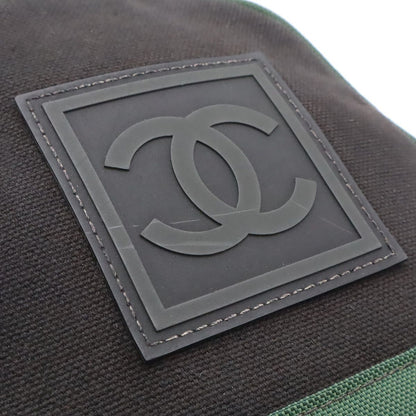 Chanel Sports Line CC Logo Shoulder Bag 2-Way Pouch Nylon Canvas Black Green — view 8
