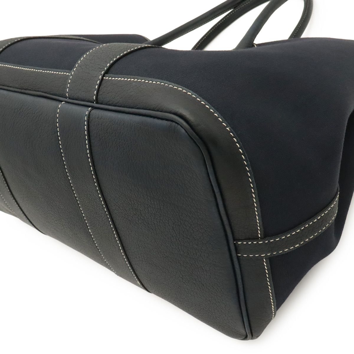 Hermes Garden Party PM Tote Shoulder Bag Toile Officier Leather Navy Silver — view 3