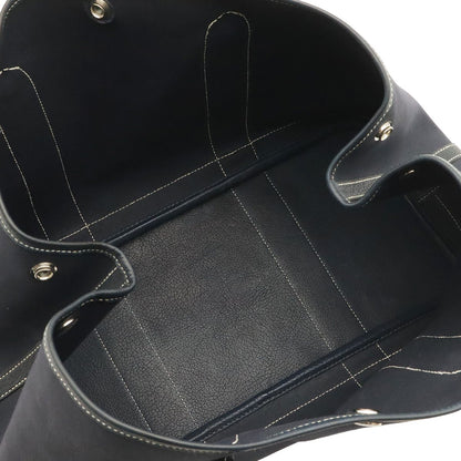 Hermes Garden Party PM Tote Shoulder Bag Toile Officier Leather Navy Silver — view 6