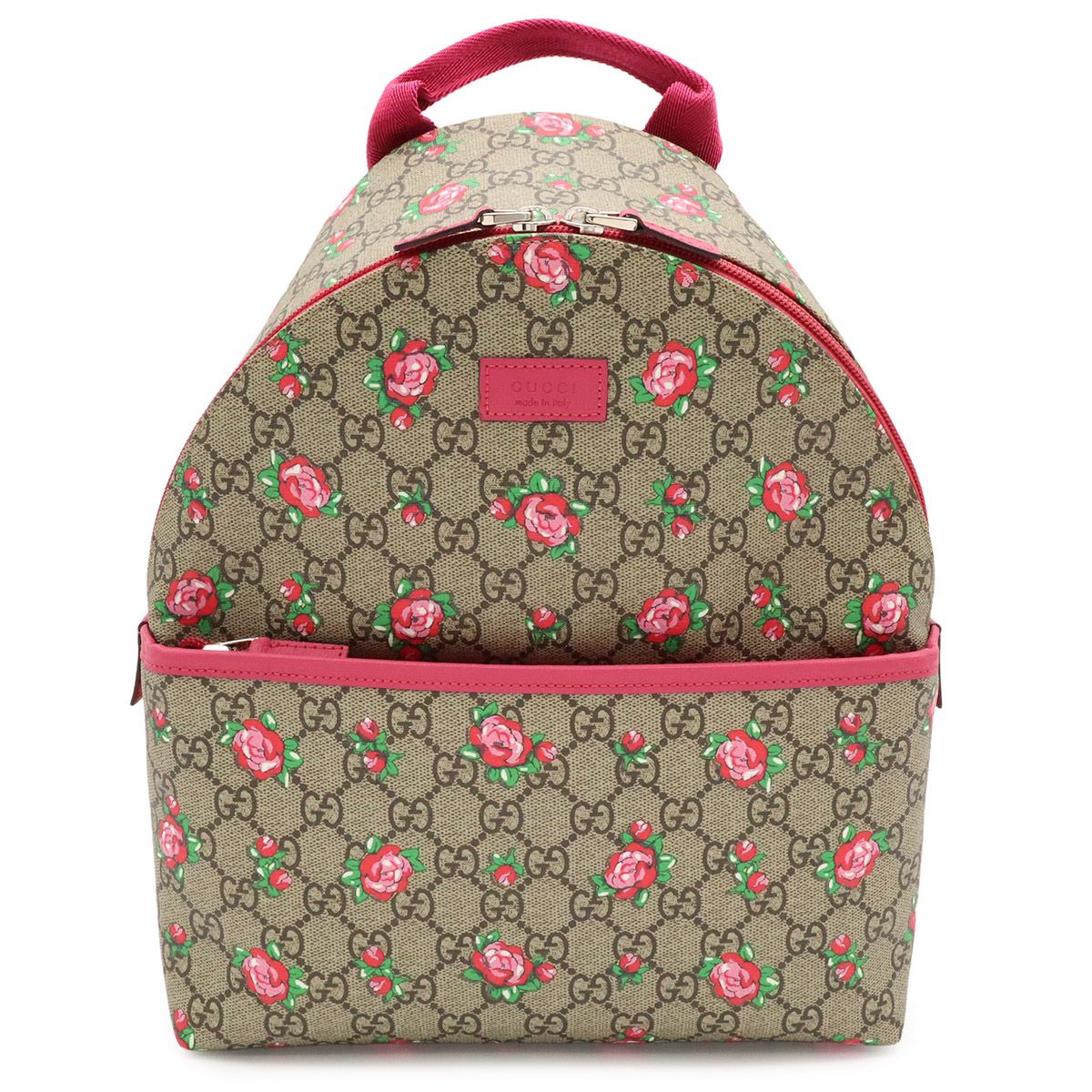 Gucci Children's GG Supreme Backpack Rose Print Floral Pattern Heart Leather