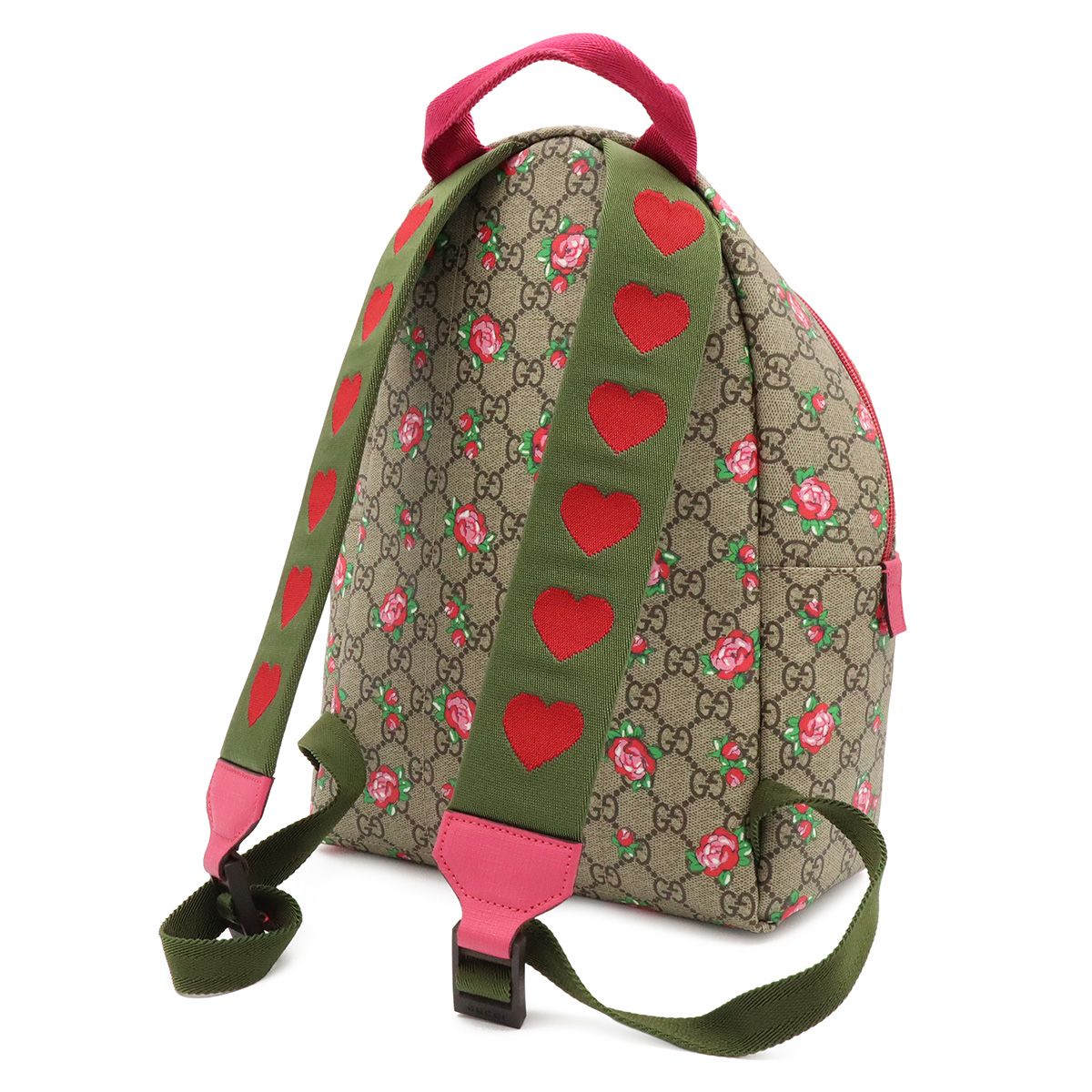 Gucci Children's GG Supreme Backpack Rose Print Floral Pattern Heart Leather — view 2