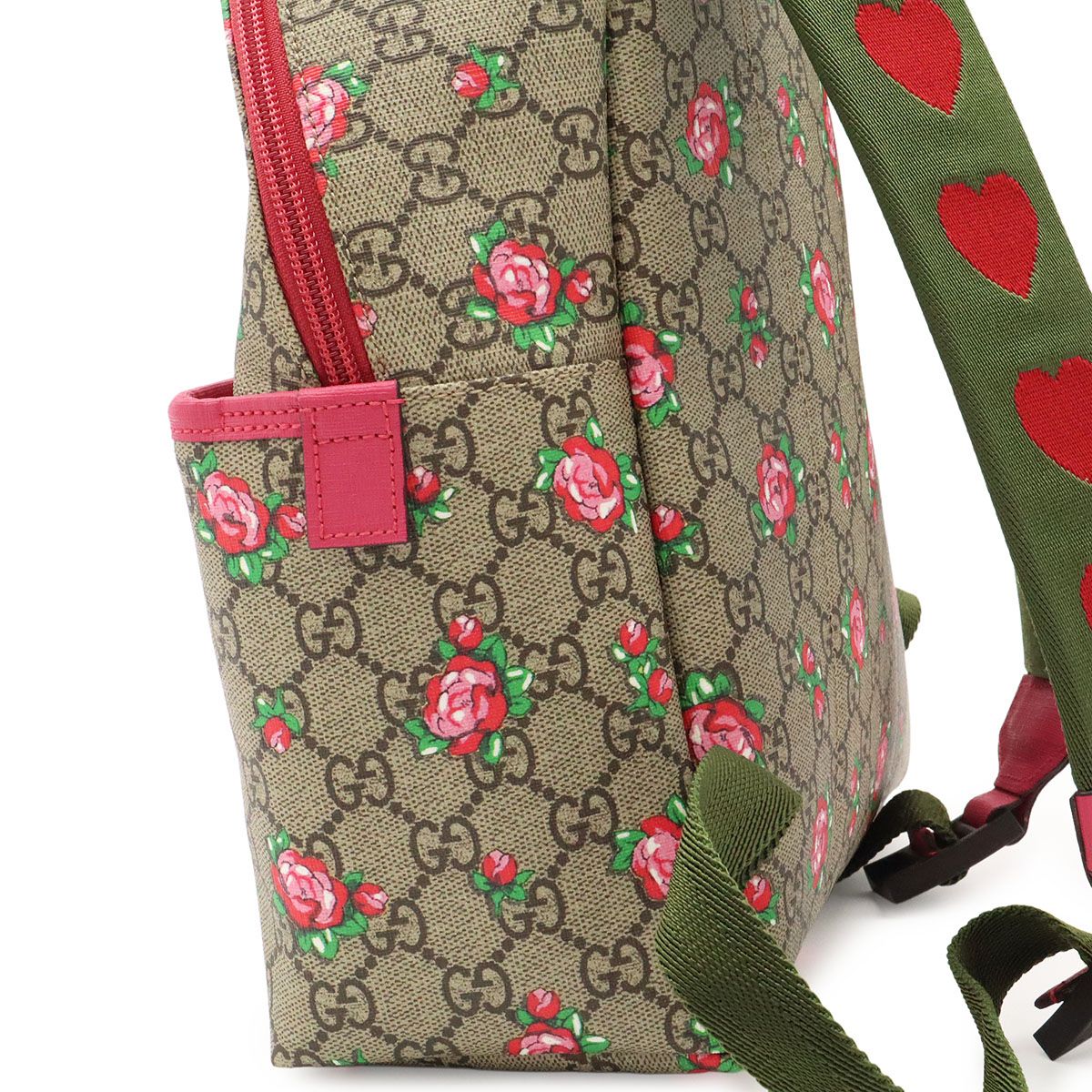 Gucci Children's GG Supreme Backpack Rose Print Floral Pattern Heart Leather — view 7