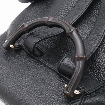 Gucci Bamboo Backpack Shoulder Bag Tassel Fringe Leather Black Silver — view 6