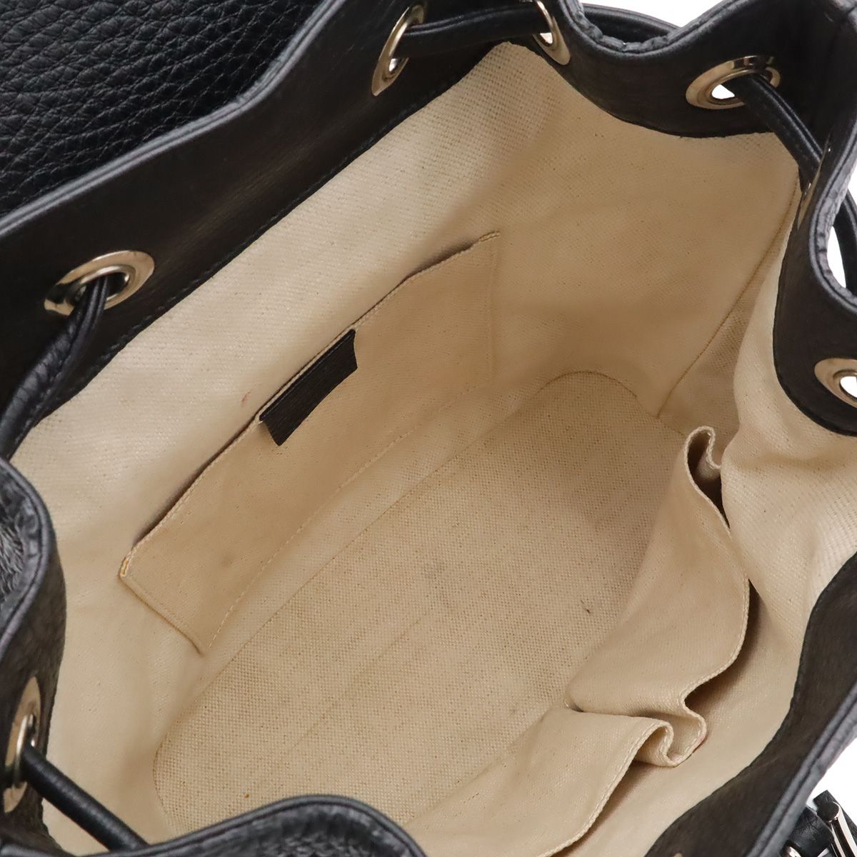 Gucci Bamboo Backpack Shoulder Bag Tassel Fringe Leather Black Silver — view 4