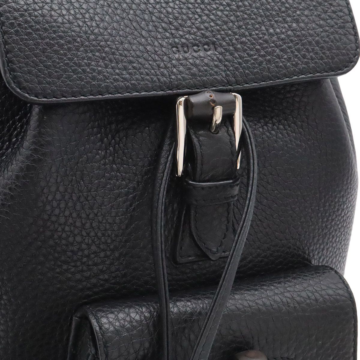 Gucci Bamboo Backpack Shoulder Bag Tassel Fringe Leather Black Silver — view 7