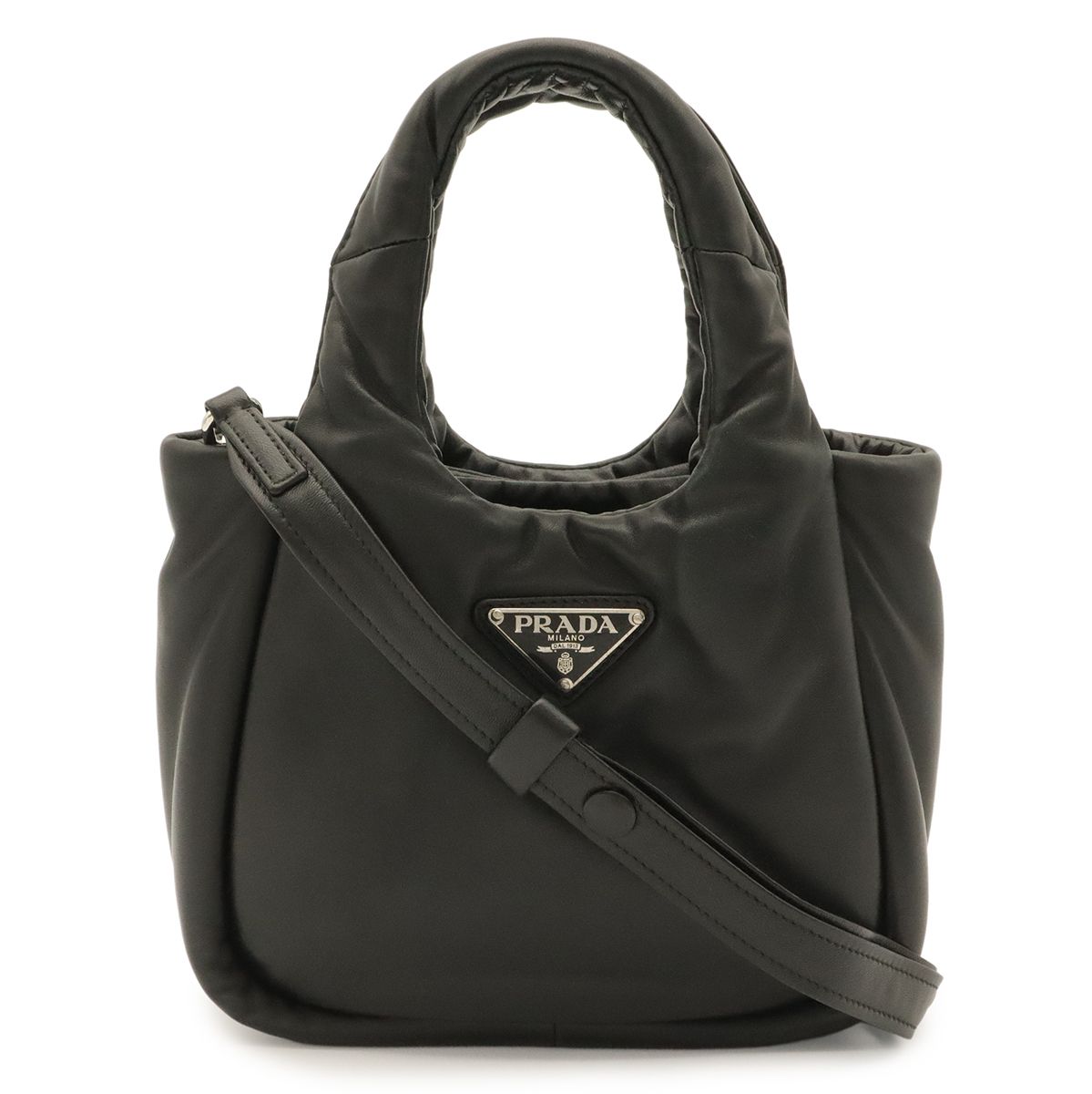 Prada Mini Bag 2-Way Crossbody Nappa Leather Nero Black Silver