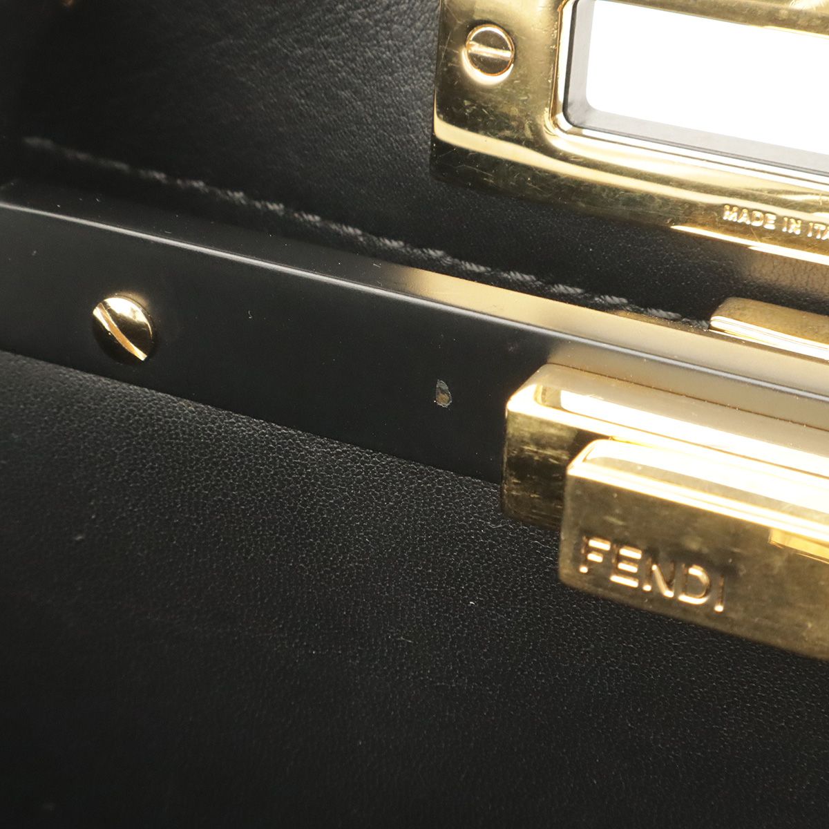 Fendi Peekaboo Regular 2-Way Shoulder Bag Crossbody Leather Black Gold — view 7