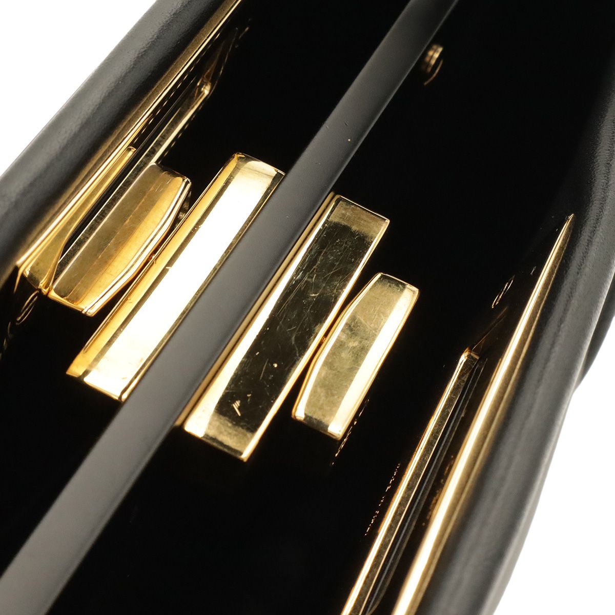 Fendi Peekaboo Regular 2-Way Shoulder Bag Crossbody Leather Black Gold — view 8