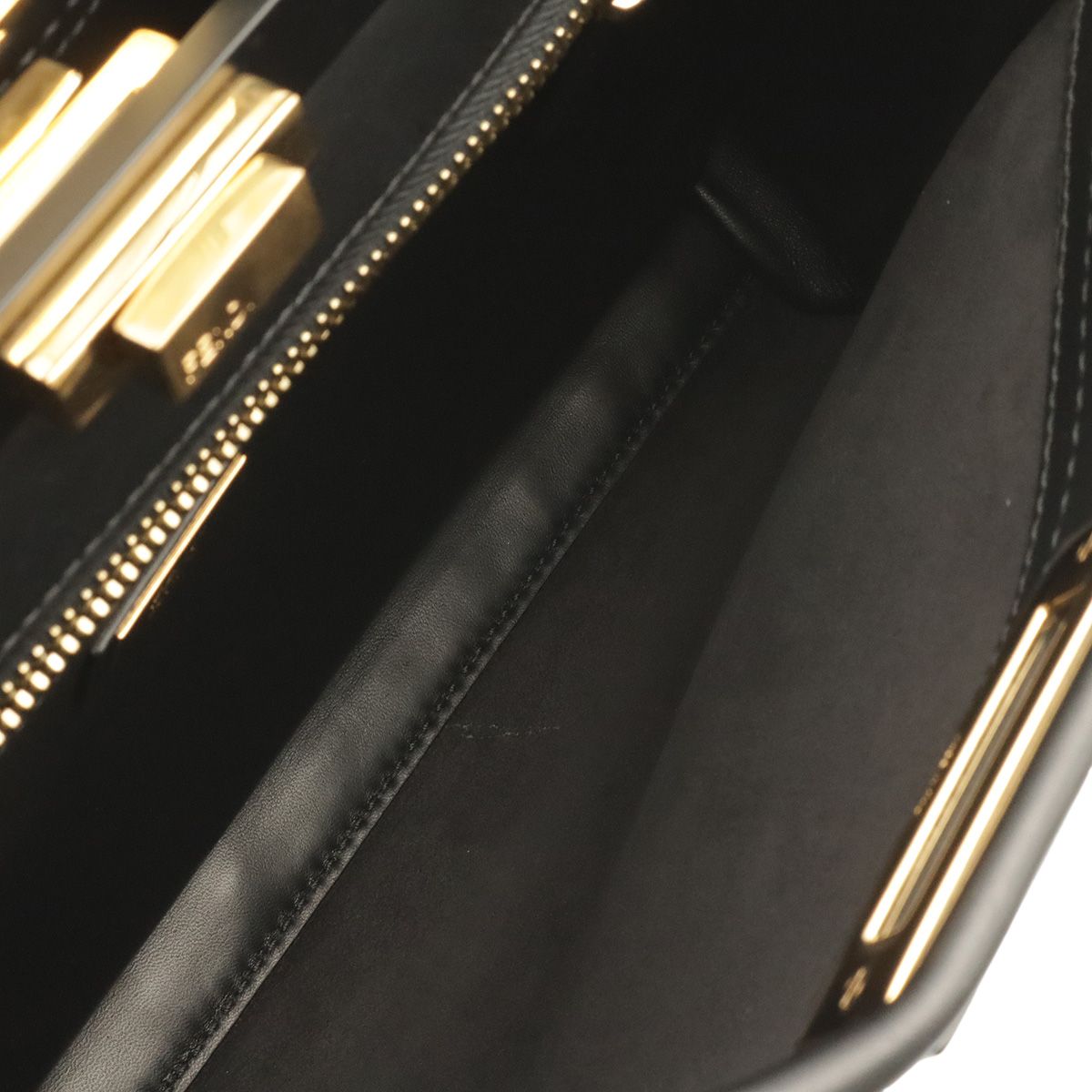 Fendi Peekaboo Regular 2-Way Shoulder Bag Crossbody Leather Black Gold — view 6