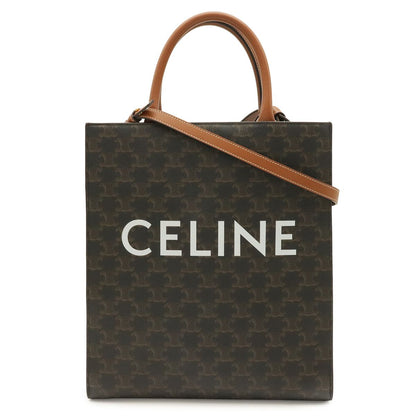 Celine Small Vertical Cabas Tote 2-Way Shoulder Bag Triomphe Canvas Leather