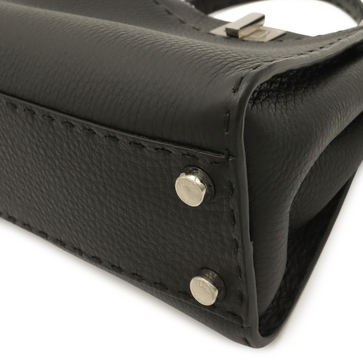 Fendi Mini Peekaboo Mini Bag 2-Way Crossbody Leather Black Silver — view 3