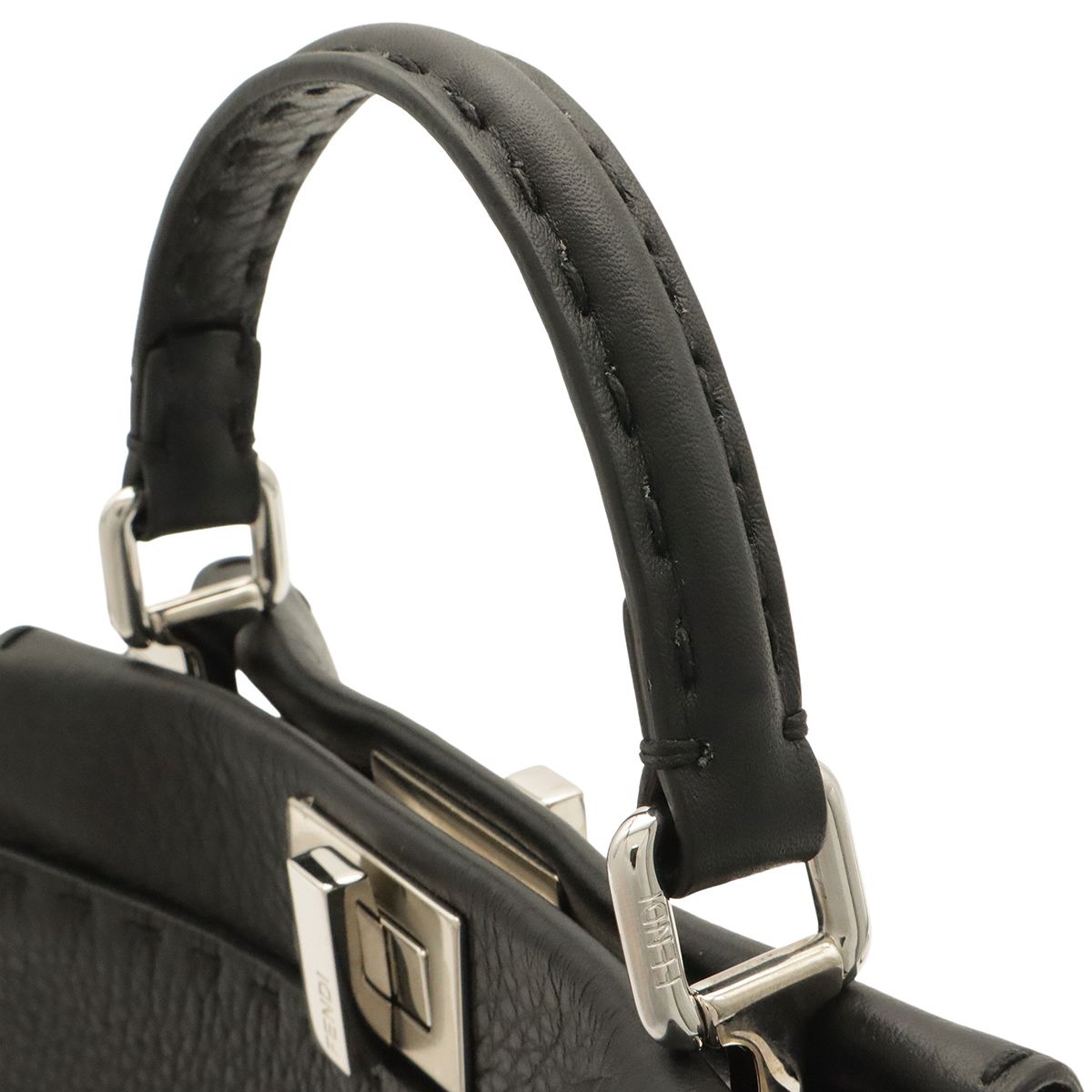 Fendi Mini Peekaboo Mini Bag 2-Way Crossbody Leather Black Silver — view 4