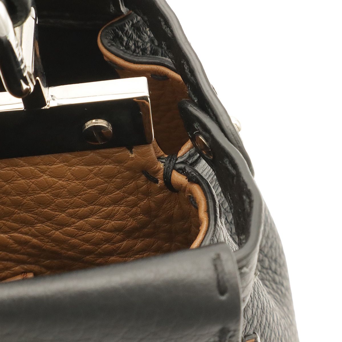 Fendi Mini Peekaboo Mini Bag 2-Way Crossbody Leather Black Silver — view 7
