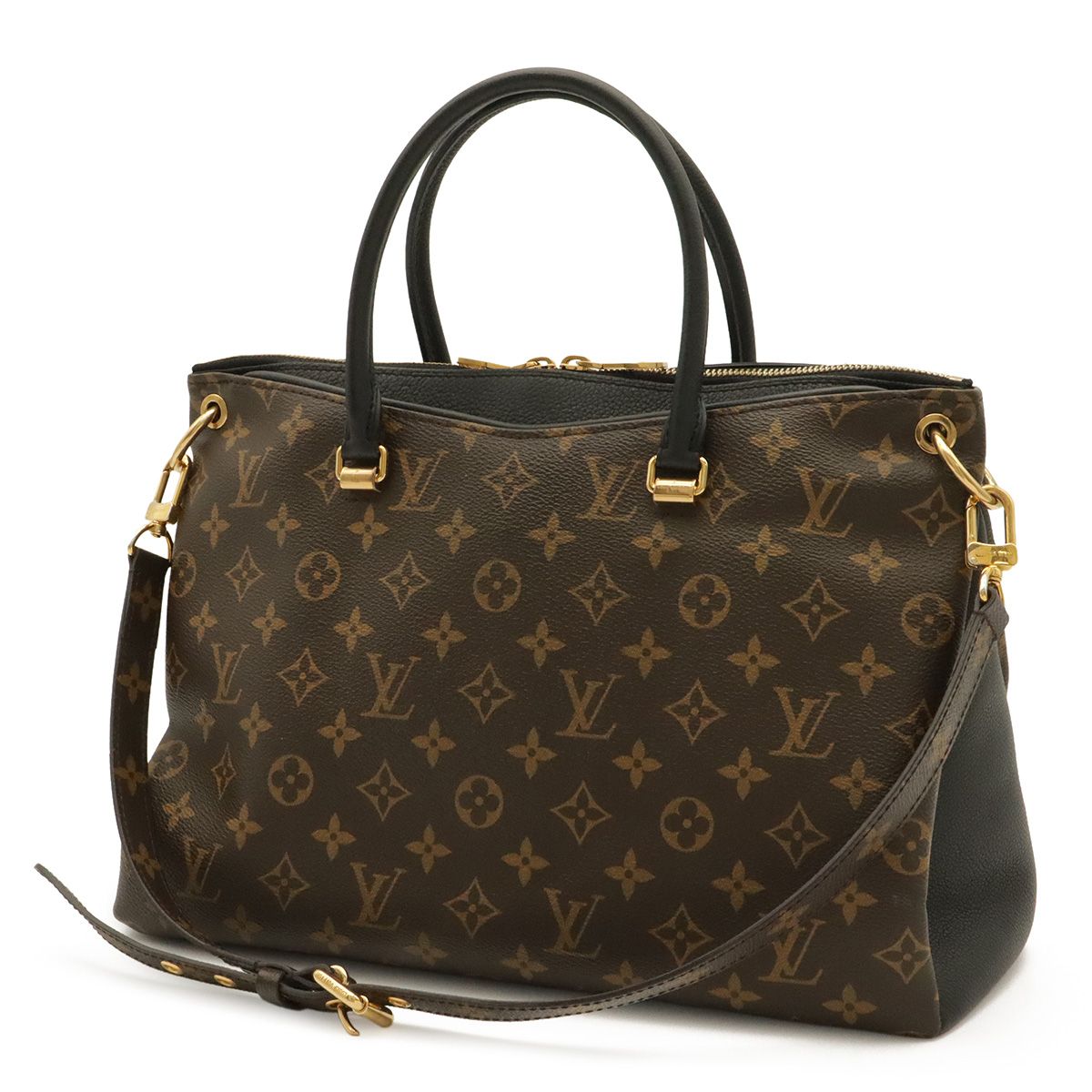 Louis Vuitton Monogram Pallas Tote 2-Way Shoulder Noir Black Gold — view 2