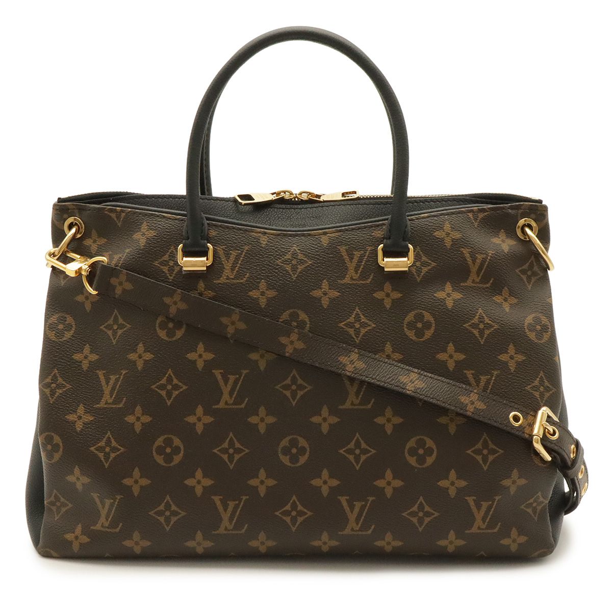 Louis Vuitton Monogram Pallas Tote 2-Way Shoulder Noir Black Gold
