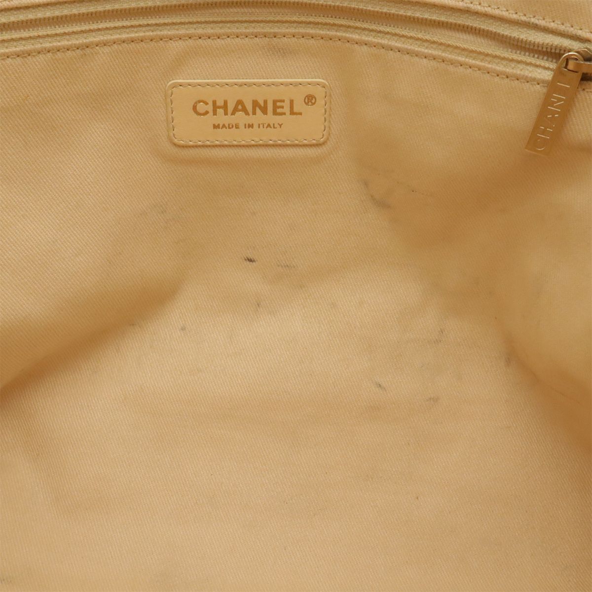 Chanel Deauville Line Tote MM Medium Chain Shoulder Bag White Gold Silver — view 7
