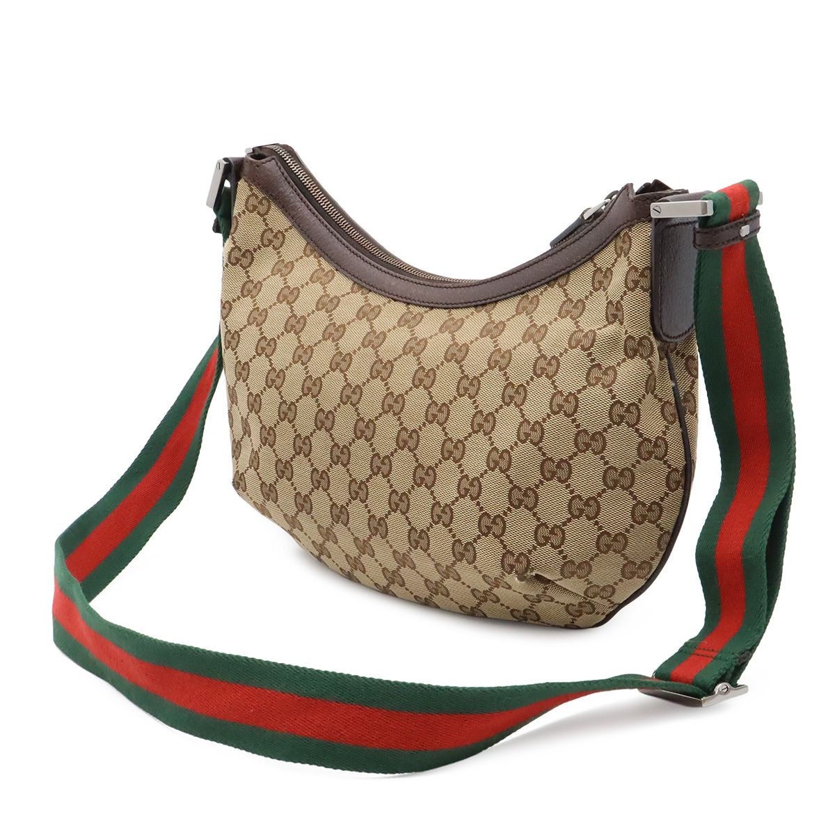 Gucci GG Canvas Sherry Line Shoulder Bag Crossbody Leather Khaki Beige Brown — view 2