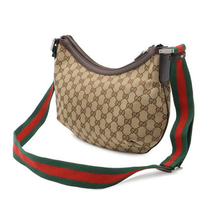 Gucci GG Canvas Sherry Line Shoulder Bag Crossbody Leather Khaki Beige Brown — view 2