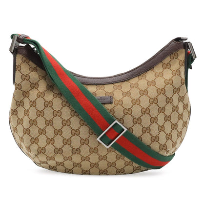 Gucci GG Canvas Sherry Line Shoulder Bag Crossbody Leather Khaki Beige Brown